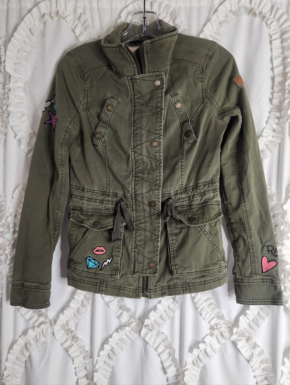 Hollister Y2K Women's Green Grunge Utility Jacket Cargo Sz Small